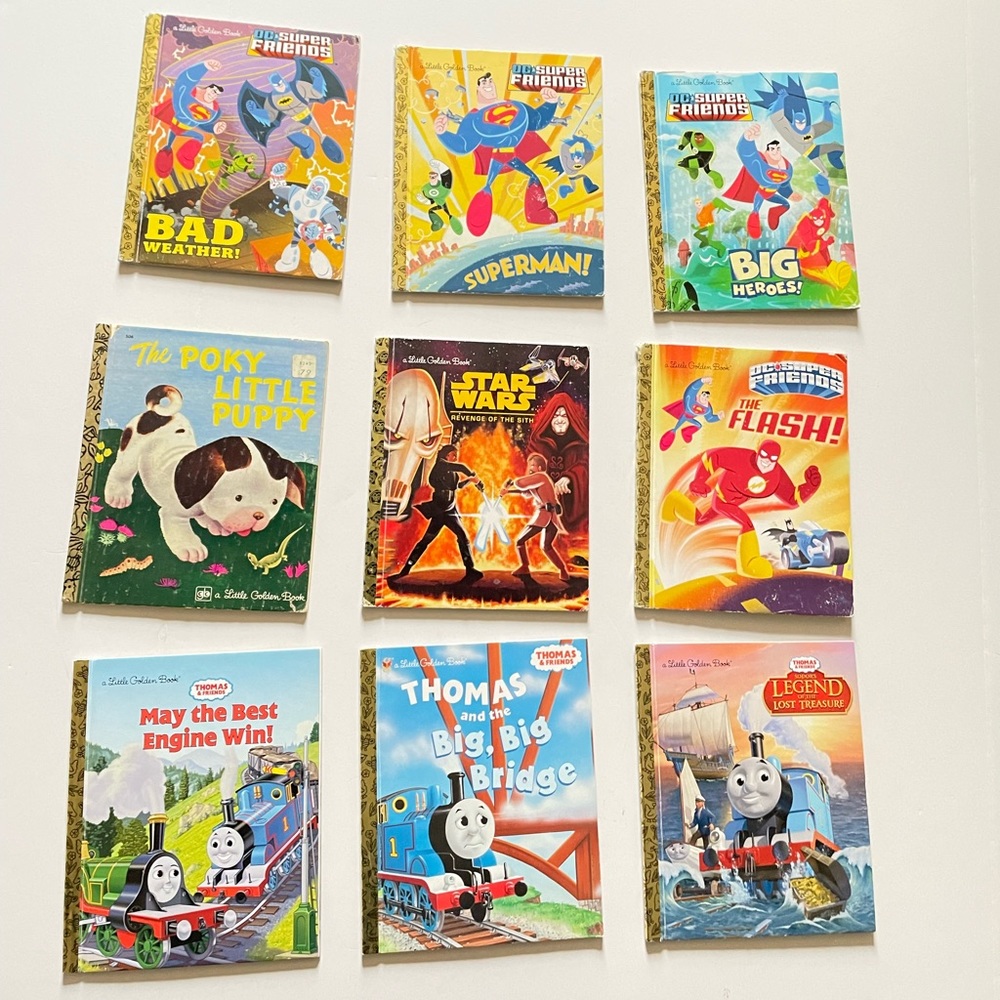Lot of 9 Little Golden Books, Children Story Books, Vintage